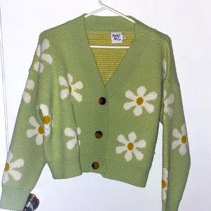 Princess Polly Green Flower Cardigan/Sweater